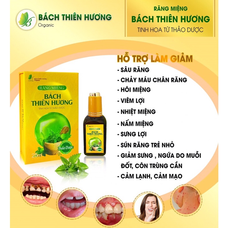 Tinh dầu Răng Miệng Bách Thiên Hương chính hãng Hôi miệng, Nhiệt miệng, Đau răng, Sún răng, Viêm họng