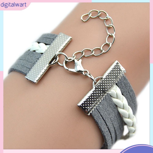 Vòng tay dây da nhiều lớp phối họa tiết cá tính cho nữ