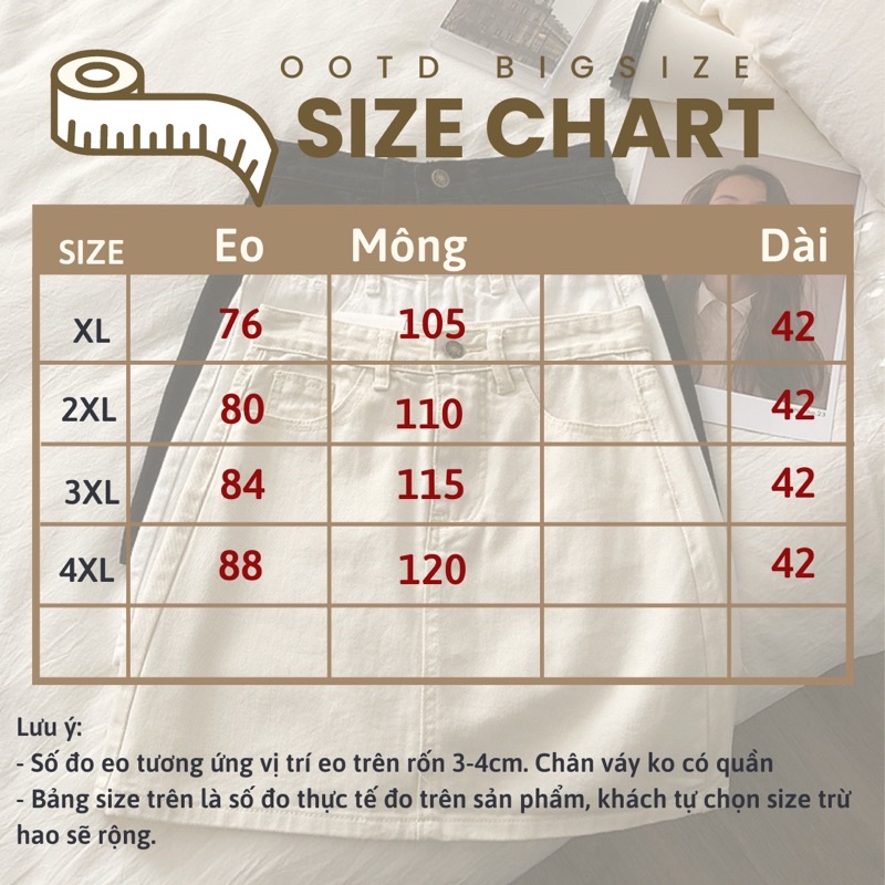 Chân váy jean bigsize nữ dáng A