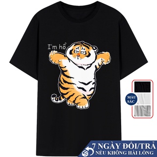 Áo Thun Tay Lỡ Con Hổ, Áo Phông Oversize In Hình Con Hổ Nam Nữ Tay Ngấn Nhiều Màu Đen, Trắng, Xám V5