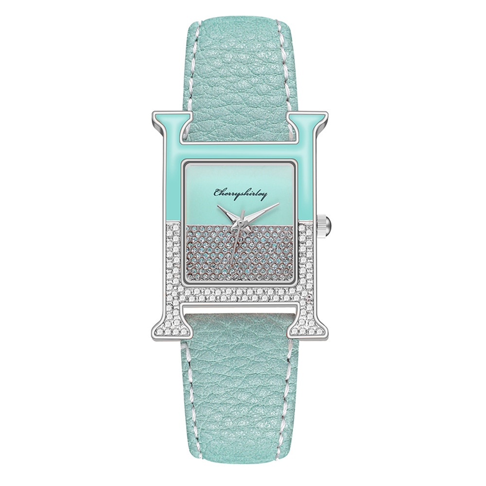 Đồng hồ thời trang mặt hình chữ nhật đính đá nhân tạo long lanh cho nữ