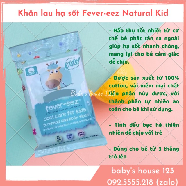 Khăn Lau Hạ Sốt Fever-eez Cool Care Kids Nội Địa Mỹ - Gói 32 Miếng