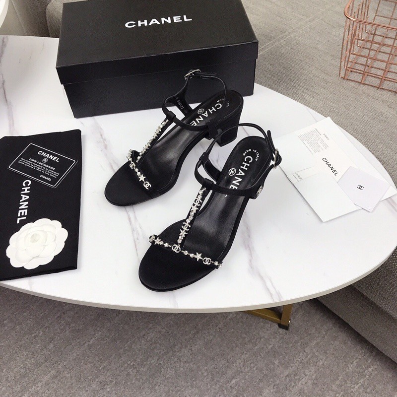 Dép đế cao dây đính đá nhỏ dây khoá tuỳ chỉnh 𝘾𝙝𝙖𝙣𝙚𝙡 CN 𝘾𝙝𝙖𝙣𝙚𝙡