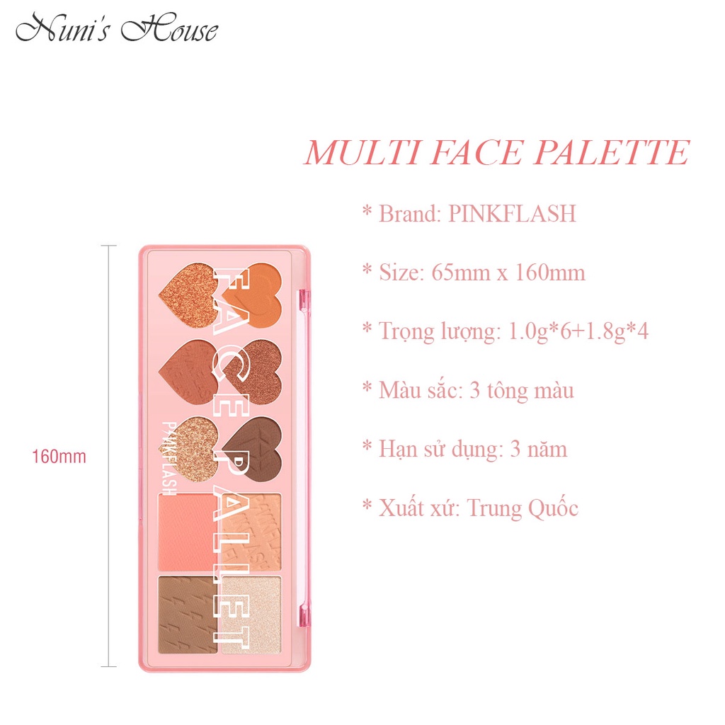 BẢNG PHẤN TRANG ĐIỂM MẮT TÍCH HỢP PHẤN BẮT SÁNG PINKFLASH LÌ BỀN, LÂU TRÔI CHỐNG NƯỚC, MÀU SẮC TRẺ TRUNG