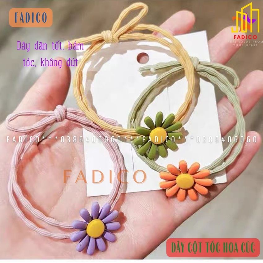 [HCM]Dây Buộc Tóc,Thun Cột Tóc Nữ Hoa Cúc Hàn Quốc Co Dãn Nhiều Màu Sắc,dây cột tóc cho nữ và trẻ em-fadico