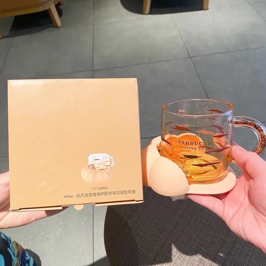 Cốc Thủy Tinh Starbucks Hình Bàn Chân Hổ Phiên Bản Giới Hạn Năm Mới 2022