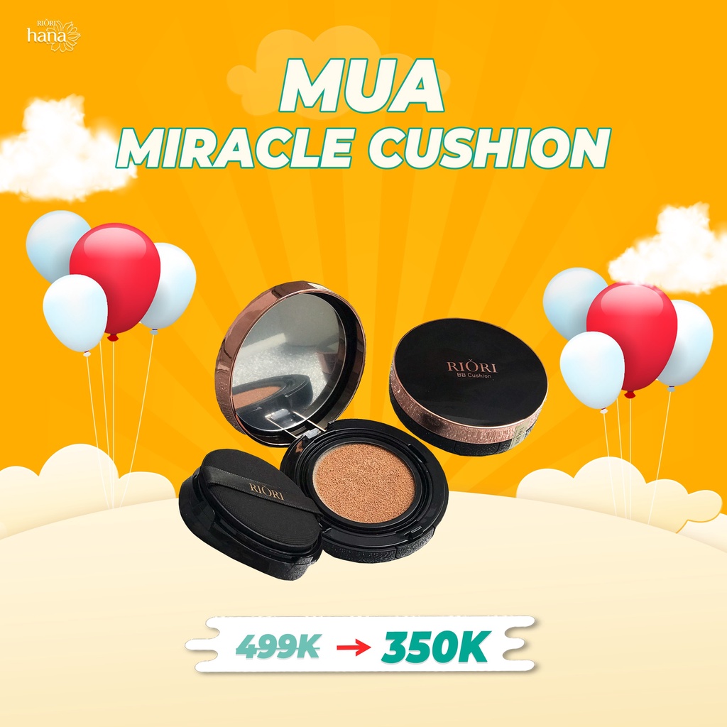 Phấn Nước Che Khuyết Điểm RIORI Miracle BB Cushion 15g - Thay thế lớp kem dưỡng, lót, nền, mỏng mịn tự nhiên