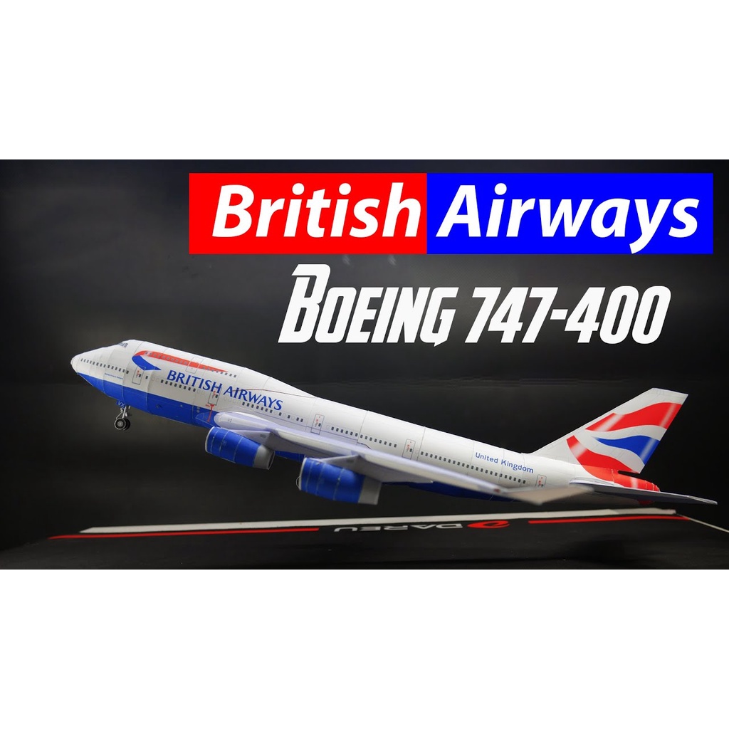 Mô hình giấy 3D Máy bay Beoing 747-400 tỉ lệ 1/144