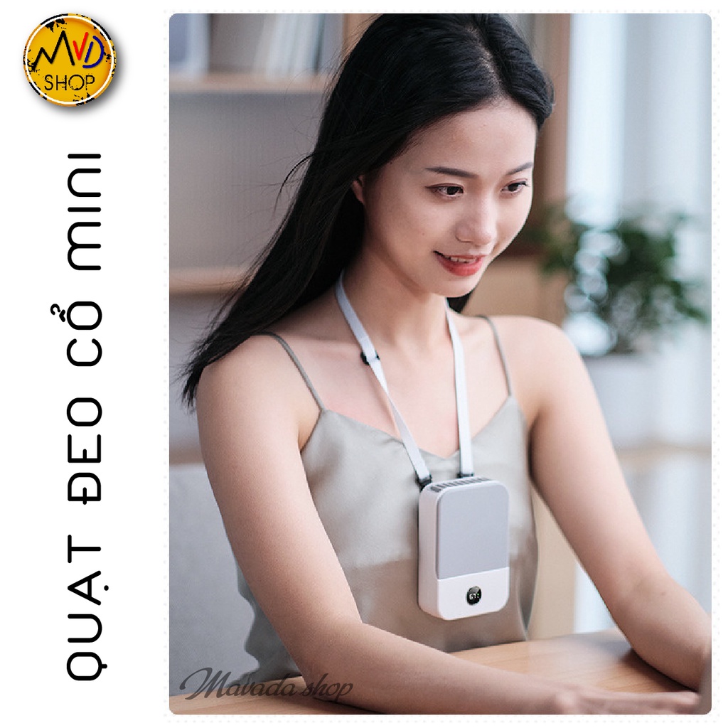Quạt Đeo Cổ Mini tích điện để bàn, màn hình LED, pin trâu sử dụng 8 tiếng