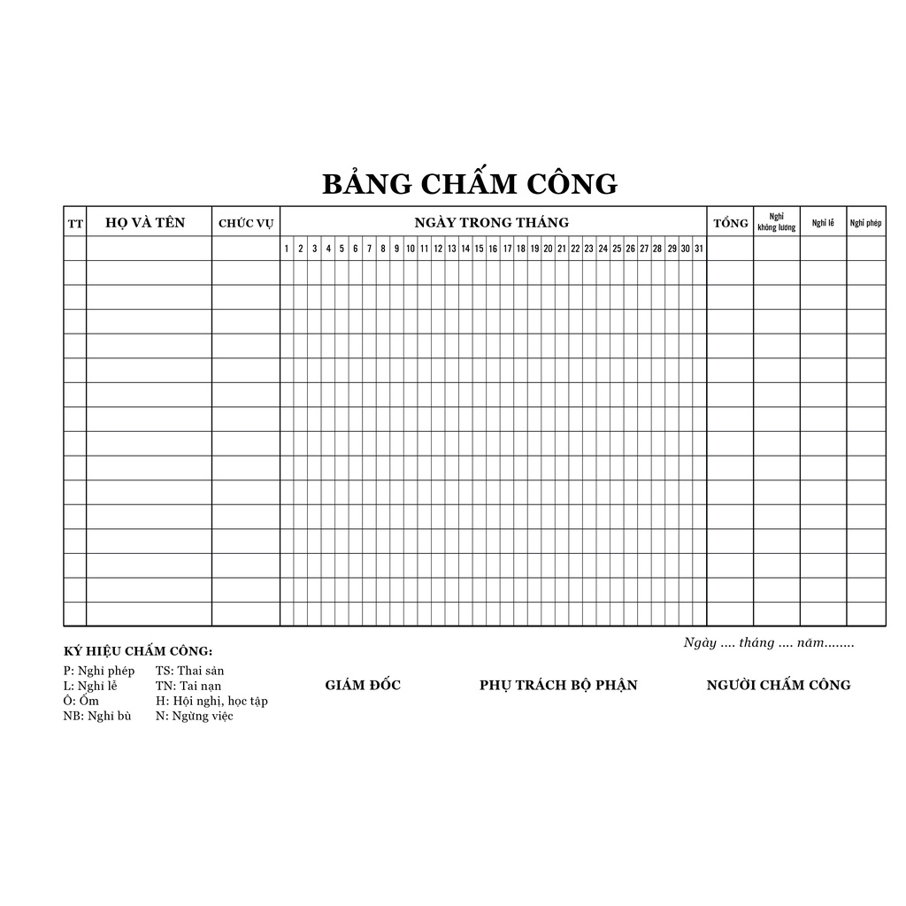 SỔ CHẤM CÔNG - IN 2 MẶT BÌA ĐẸP
