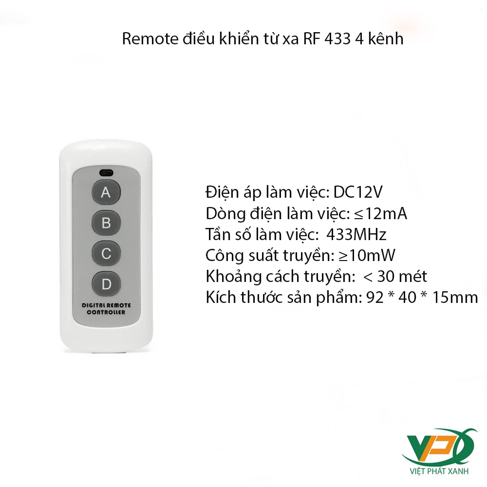 Remote điều khiển từ xa RF433 4 kênh Tuya ,Sonoff