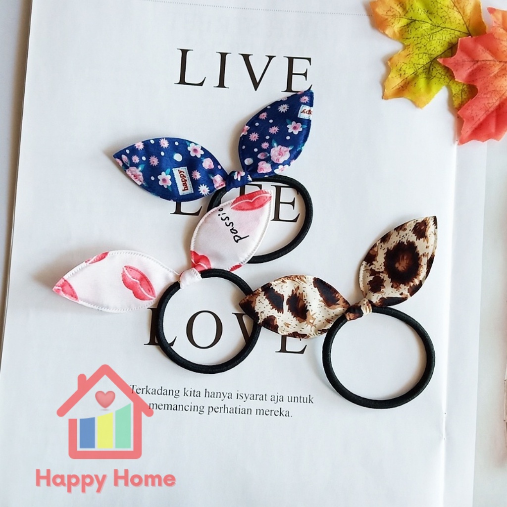 Dây buộc tóc tai thỏ co giãn đáng yêu cho bé gái màu sắc ngẫu nhiên Happy Home