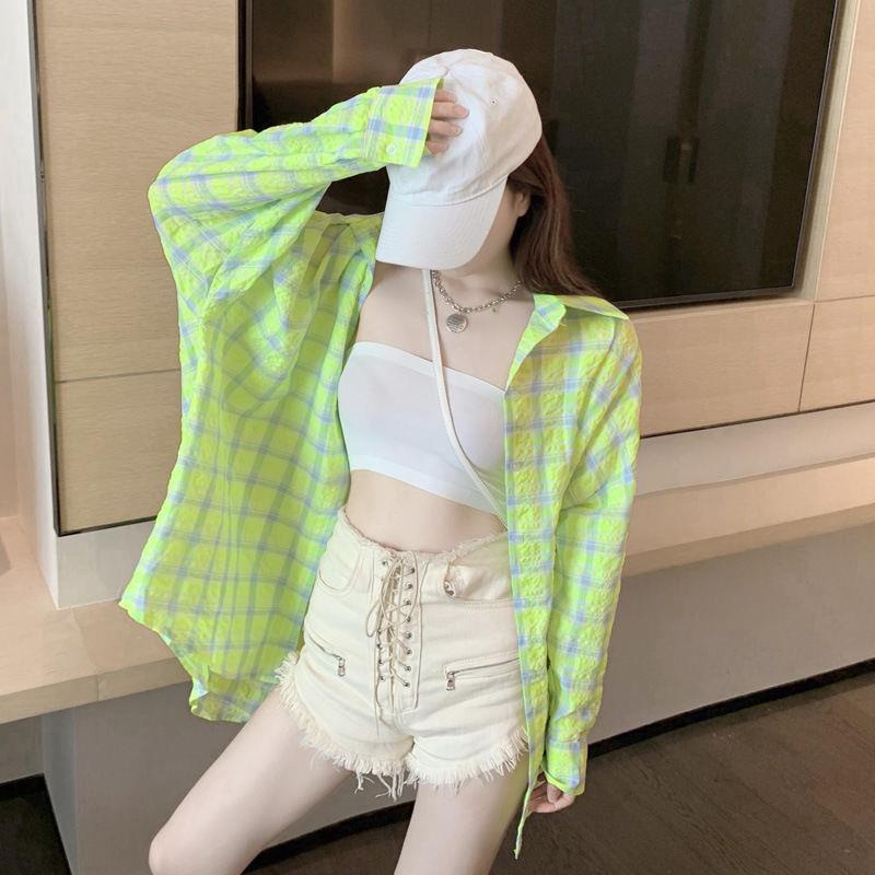 Áo Khoác Chống Nắng Mỏng Dáng Rộng Màu Xanh Dạ Quang Thời Trang Xuân Thu Hàn Quốc 2022 Dành Cho Bạn Nữ