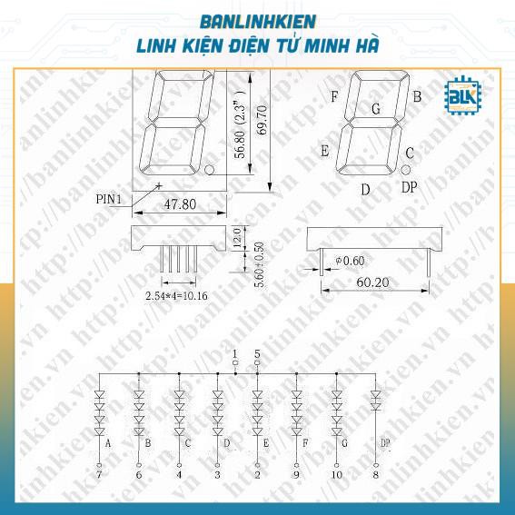 Led 7 Đoạn Kích Thước 1.0, 1.8, 2.3 Inch