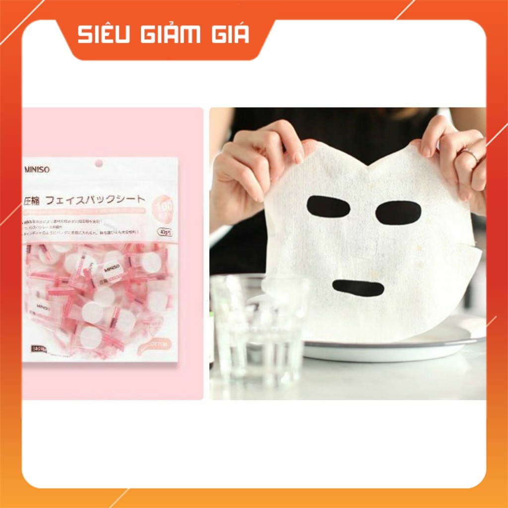 Mặt nạ giấy Miniso♥️SIÊU RẺ♥️Mặt Nạ Viên Nén Giấy Miniso Dưỡng Da Mụn Cấp Ẩm Thải Độc