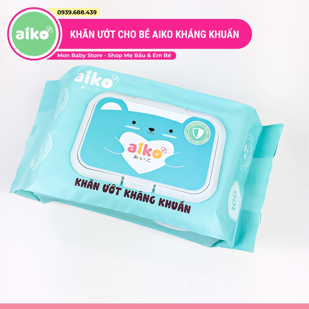 Khăn giấy ướt Aiko 100 tờ - Khăn ướt kháng khuẩn cho bé Aiko 100 tờ