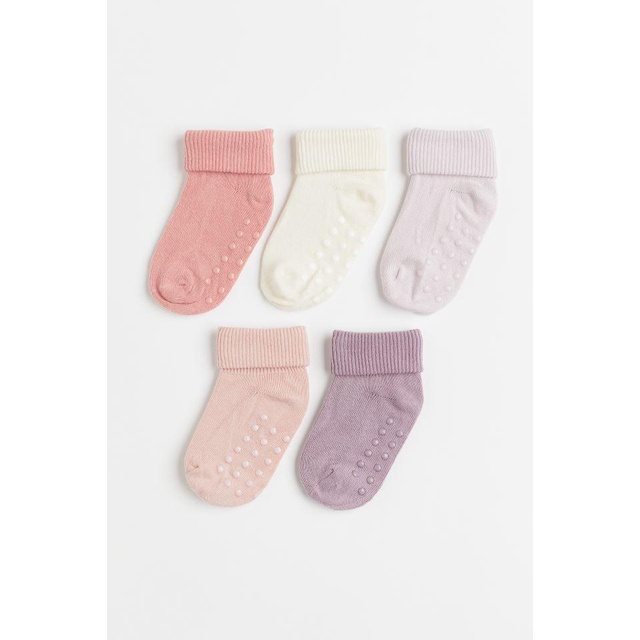 Set 5 đôi tất cotton có hạt chống trượt cho bé HM JP/US size chân từ 6-8cm đến 16-18cm