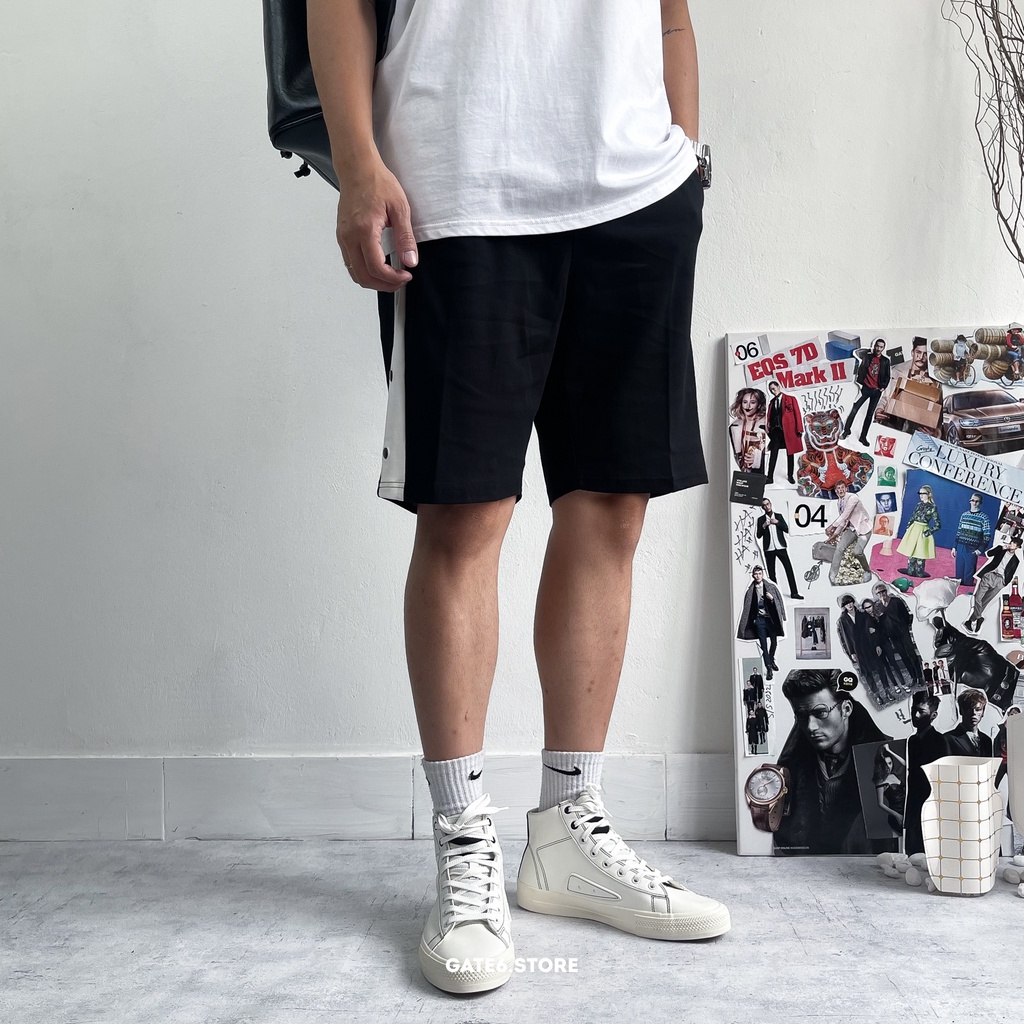 Quần đùi Nam ZR nỉ, quần short co giãn viền khuy vạch đùi streetstyle kiểu Hàn Quốc - GATE6 - #4769