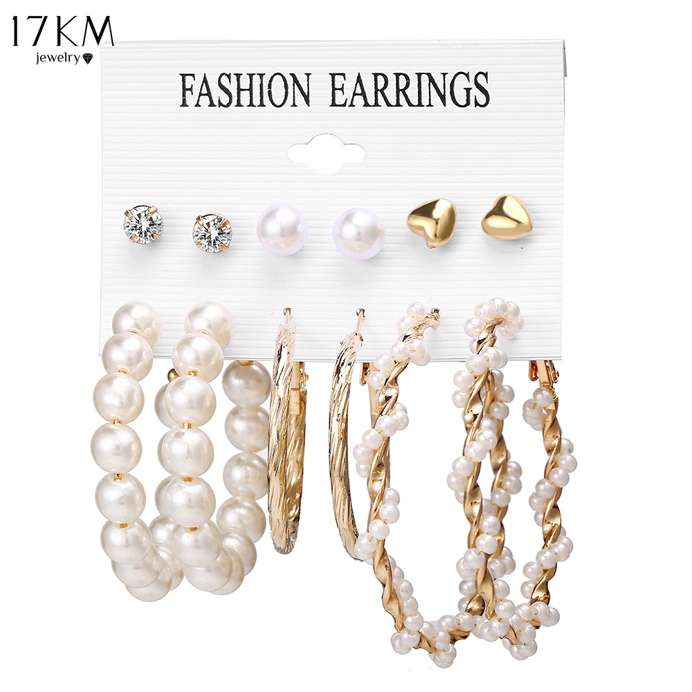 Set Khuyên Tai 17KM Phối Ngọc Trai Thời Trang