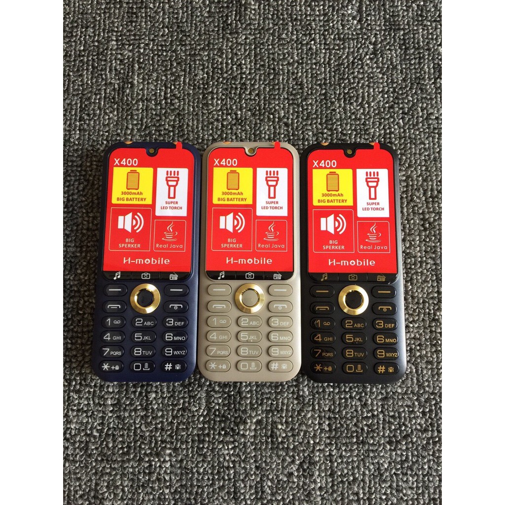 Điện thoại H-mobile 3 sim X400 pin 3000maH loa to sóng khỏe Bảo hành 12 tháng