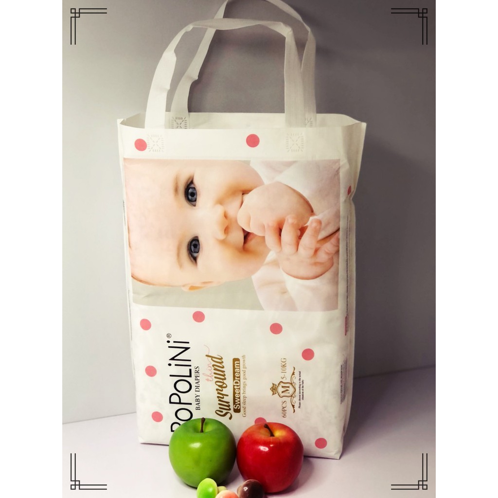 TÃ QUẦN POPOLINI size M 48 miếng dành cho bé 6-11kg, xuất xứ UK, mềm mỏng 0.2cm, an toàn, chống hăm, giá tốt nhất