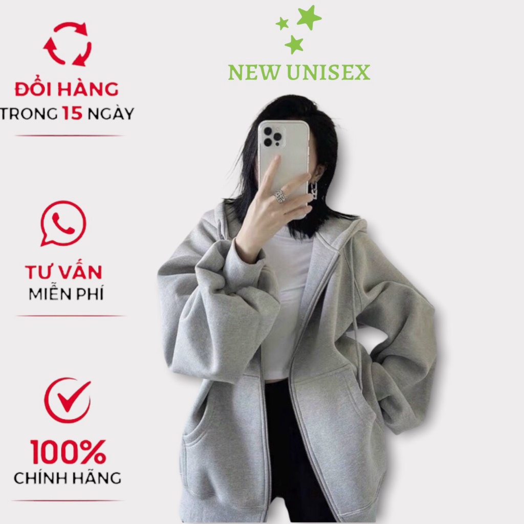 Áo khoác nỉ hoodie trơn Unisex - Tay Phồng dài form rộng có mũ dáng suông ulzzang nam nữ Ut [NewUnisex]
