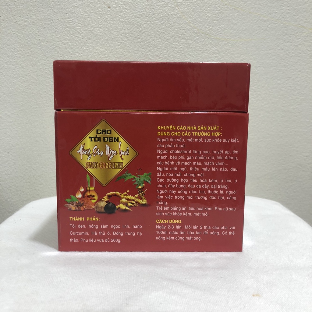 CAO TỎI ĐEN HỒNG SÂM NGỌC LINH NANO CURCUMIN Tăng khả năng miễn dich, bồi bổ phục hồi sức khỏe. Hộp 500ml