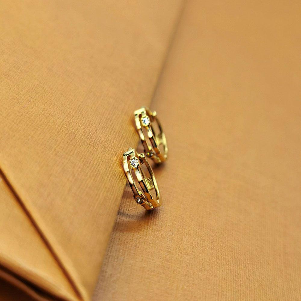 Khuyên Tai Dạng Vòng Đơn Giản|Nhẫn Mạ Vàng Đính Đá Zircon