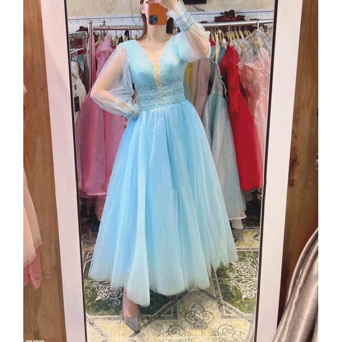 Đầm dự tiệc công chúa tay dài kết cườm TRIPBLE T DRESS - size M/L ( ảnh/video thật) MS136Y