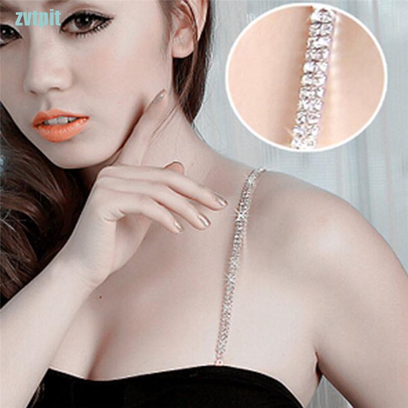 2 dây áo ngực đính đá kim cương giả bằng kim loại 1 / 2row có thể điều chỉnh