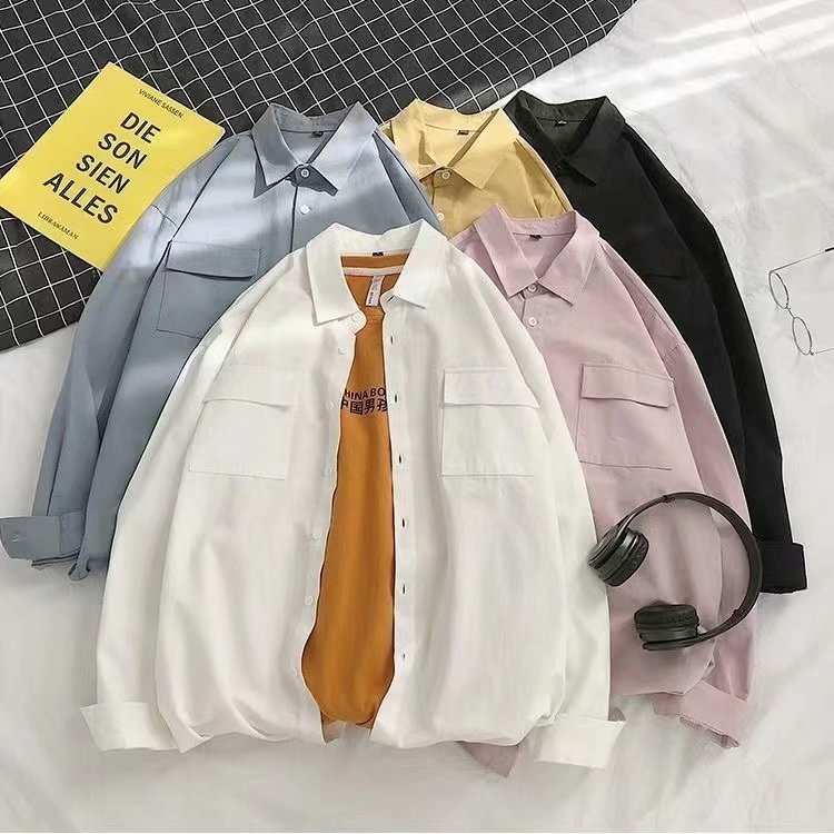 Áo Khoác Sơ Mi Tay Dài Dáng Rộng Kiểu Retro Nhật Bản Thời Trang Mùa Xuân Cho Nam