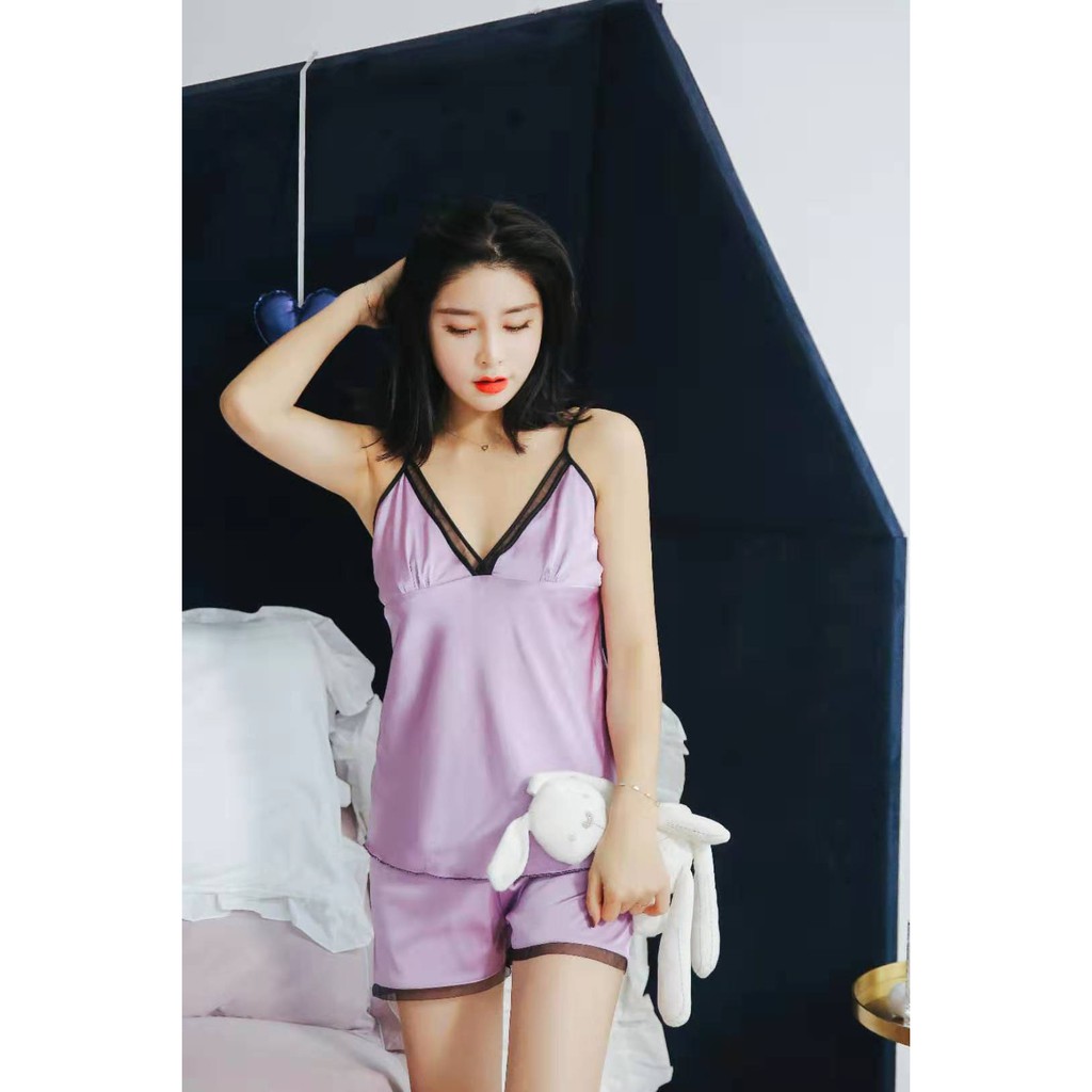[NOW SHIP GIAO NHANH 1H]❣️FREE SHIP❣️LL641 -  Đồ ngủ lụa 2 dây - đồ ngủ lụa satin - Cô chủ nhỏ chuyên sỉ