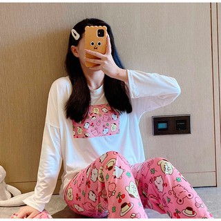 Bộ Pijama Hoạt Hình Dài Tay Bộ Pizama Mặc Nhà Thu Đông Cực Xinh
