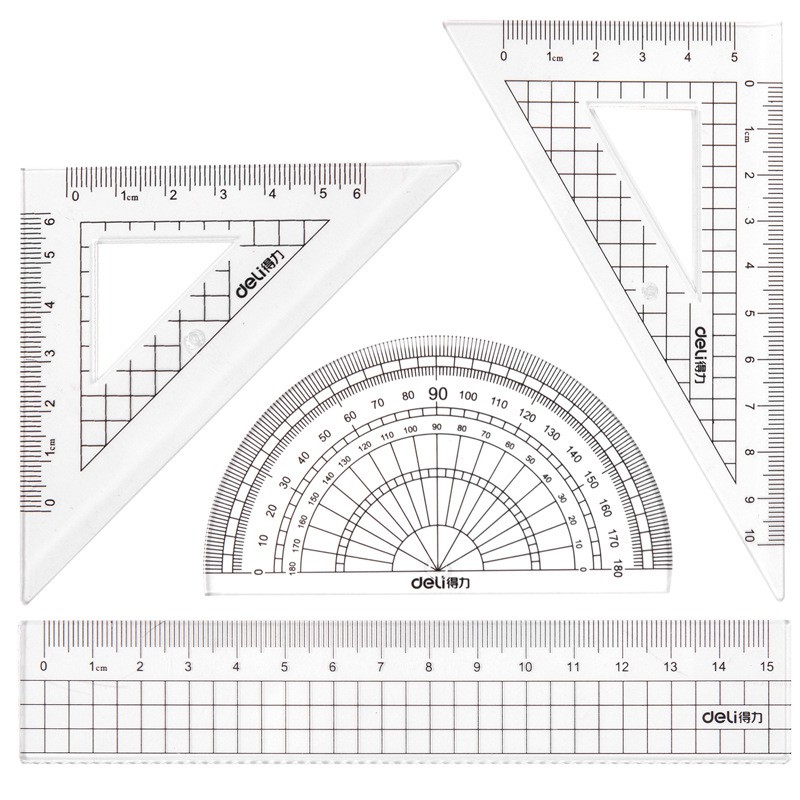 Bộ thước kẻ văn phòng phẩm dành cho học sinh Deli 72002 - Hàng nội địa Trung