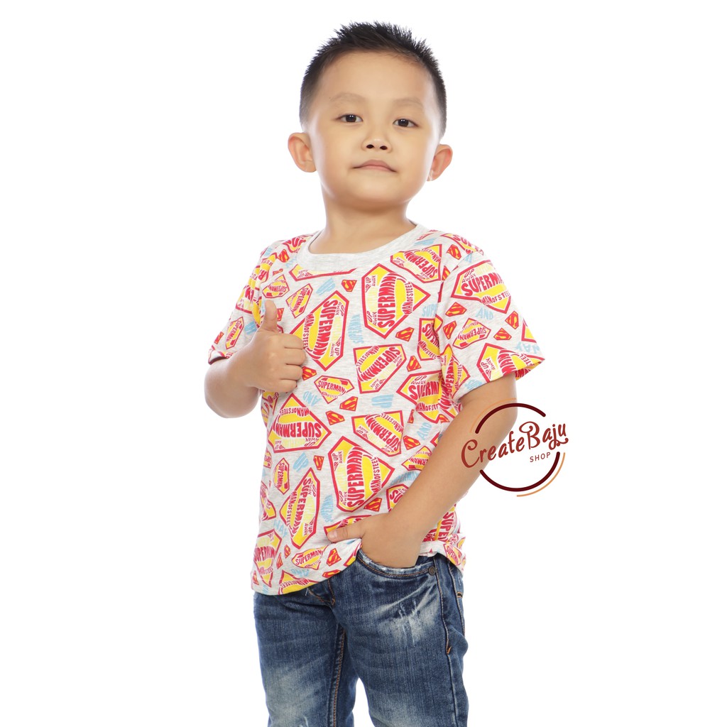 Áo Thun Cotton In Logo Superman Thời Trang Cho Bé Trai 1-7 Tuổi