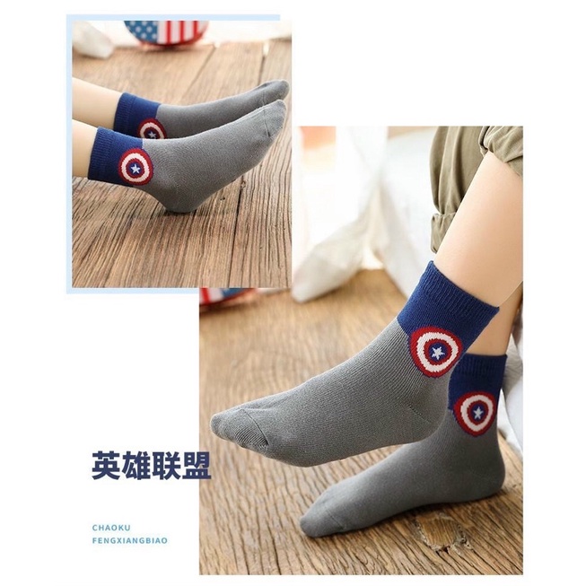 Combo 5-10 đôi tất cổ cao hình siêu nhân cho bé trai siêu ấm