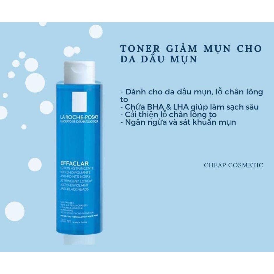 Nước Hoa Hồng La Roche-Posay Effaclar Lotion 200ml Giảm Dầu Mụn Chuẩn Chính Hãng Nội Đia Pháp