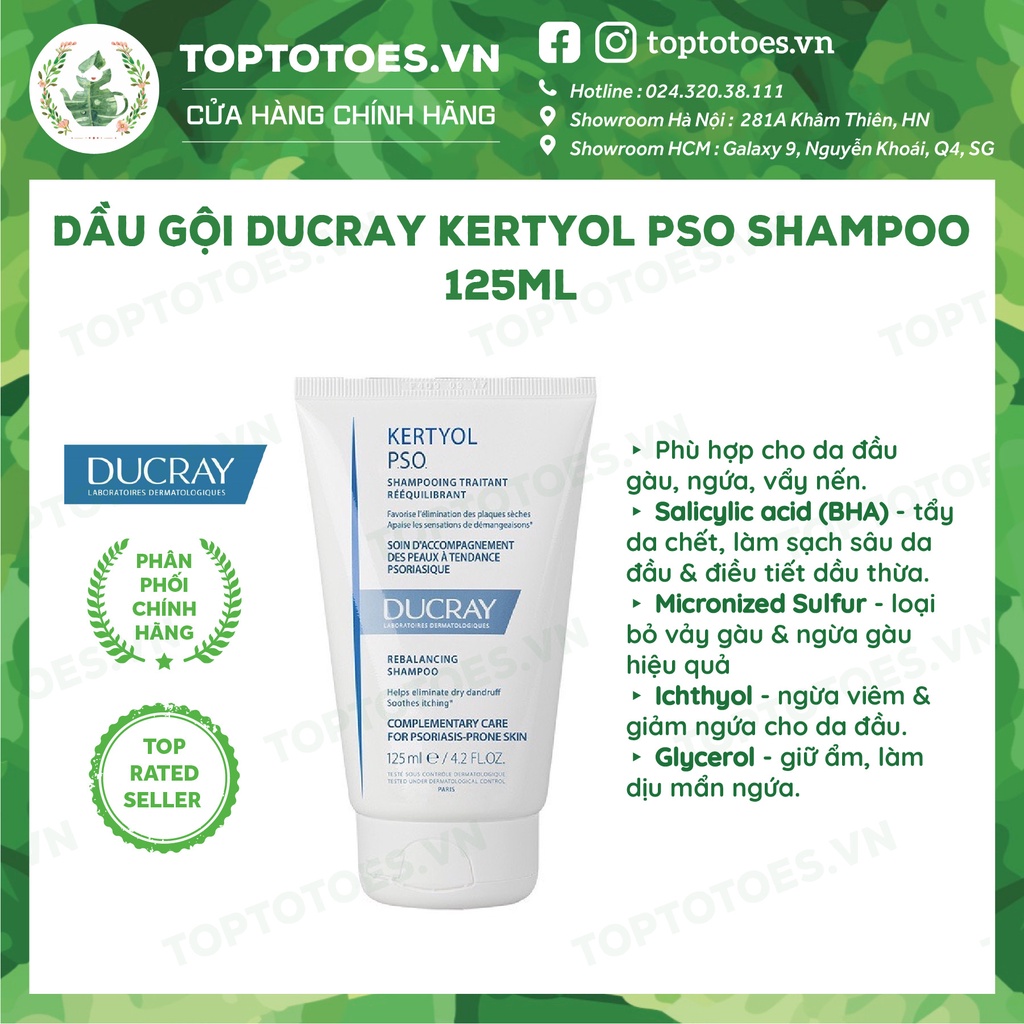 Dầu gội cho da bị gàu, vảy nến DUCRAY KERTYOL PSO SHAMPOO 125ml [NHẬP KHẨU CHÍNH HÃNG 100%]