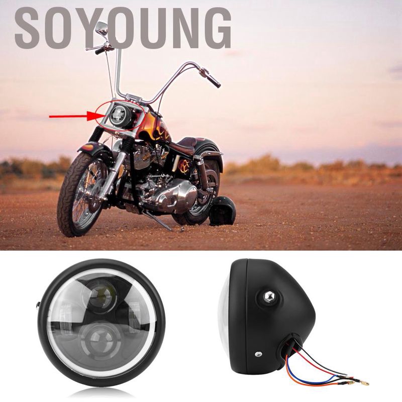 Đèn Pha Led 16cm / 6.5 &quot;Cho Xe Mô Tô Cafe Racer Bobber