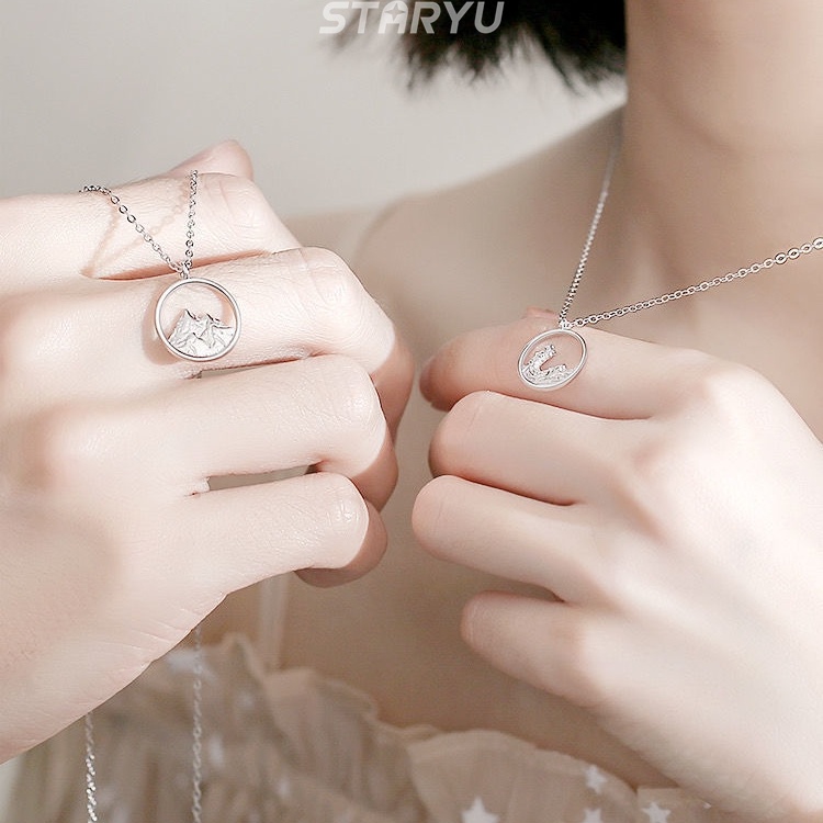 Vòng cổ mặt vàng 18k mặt hình núi sông thời trang cho cặp đôi
