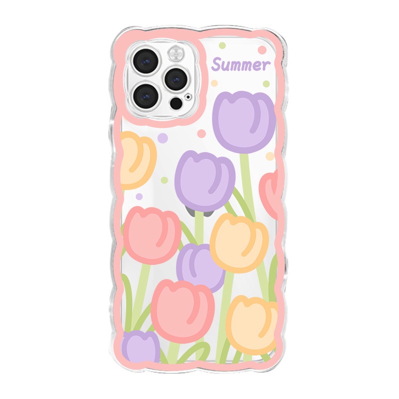 Ốp lưng IPhone trong lượn sóng hoa Tulip 6/6s/6plus/6splus/7/7plus/8/8plus/xs/11/12/13/14/pro/max/plus/promax TLS11
