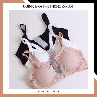Áo Lót Lá cotton không gọng học sinh kèm đệm mút cao cấp 3/4/6 dây, dây chéo/bướm QUINN BRA - Áo ngực Bra Thái hai dây