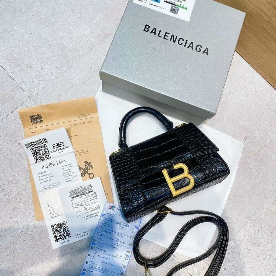 Túi xách Balen.ciaga hàng Full box bill đầy đủ Size 19/Túi Balen.ciaga Full box nguyên seal dòng dập vân size 19