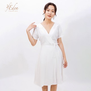 Đầm công sở thời trang Eden cổ tim thắt nơ eo - D399