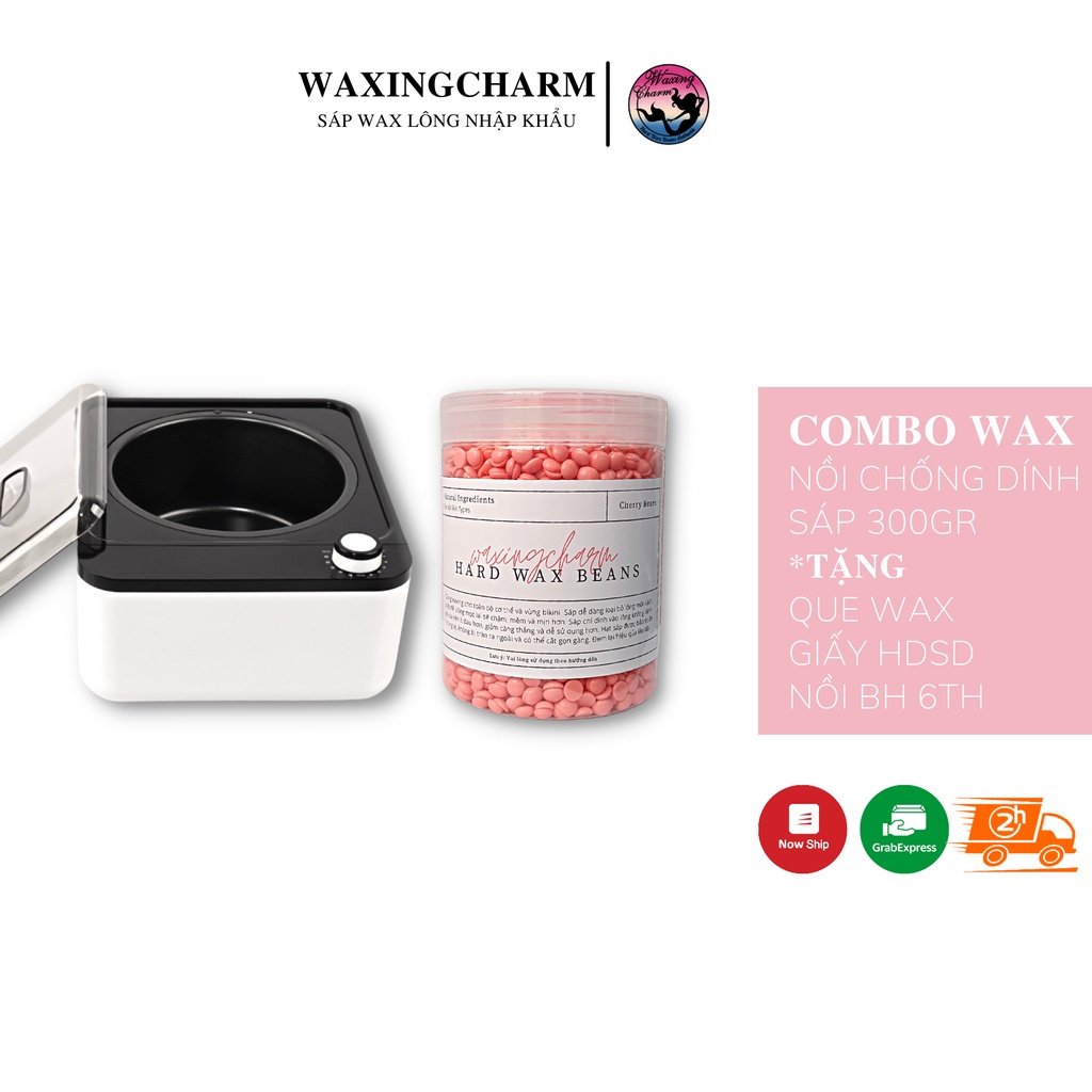 Combo Máy Nấu Sáp Chống Dính và 300gr Sáp Wax Lông Nóng Hard Wax Beans Dành Cho Nách, Body, Bikini