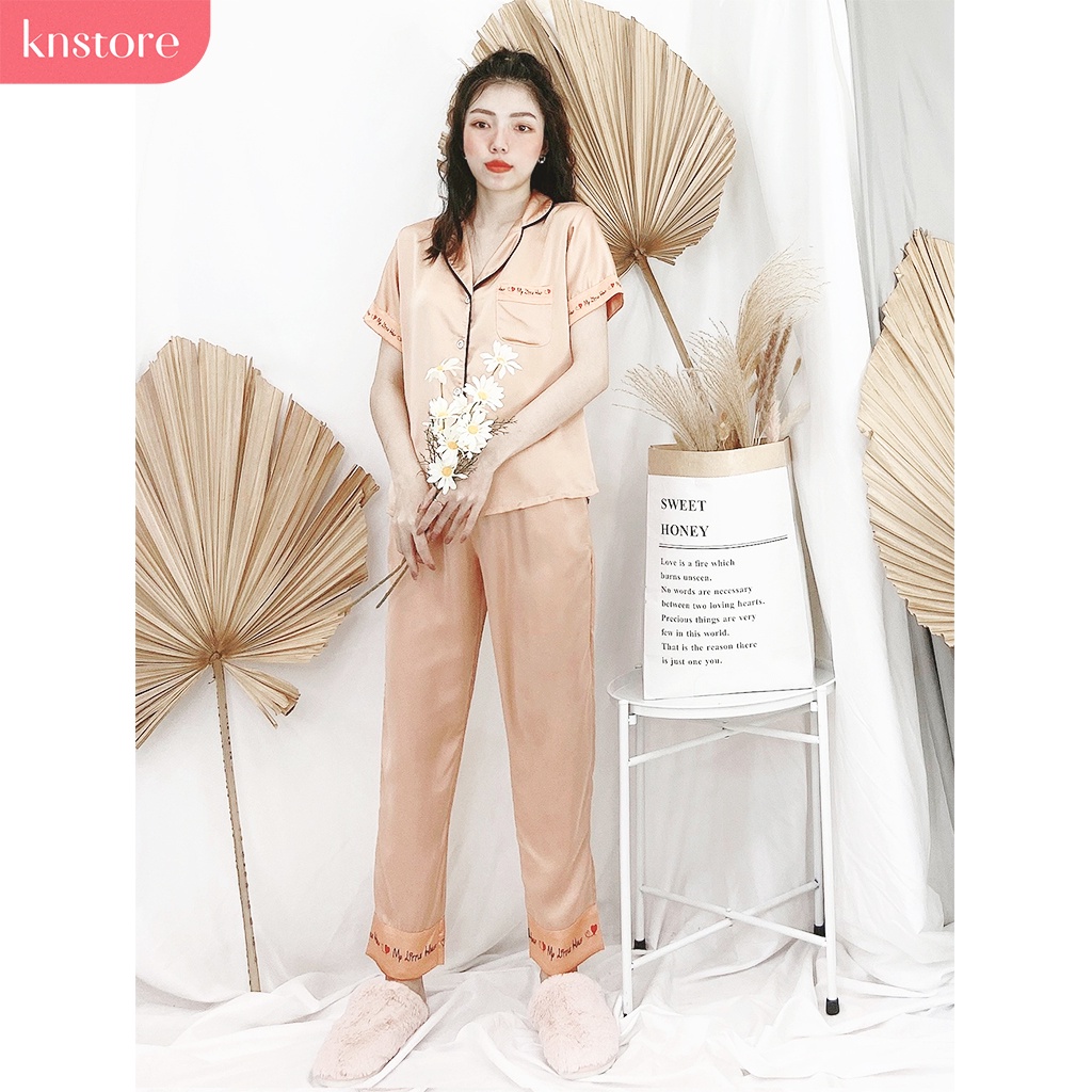 Đồ bộ nữ lụa satin tay ngắn quần dài, pijma lụa cao cấp mát mịn không nhăn ẢNH THẬT CỦA SHOP - Kn Store Việt Nam | BigBuy360 - bigbuy360.vn