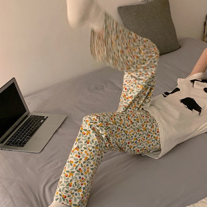 Quần Ngủ Dáng Rộng In Hoa Dễ Thương Phong Cách Hàn Quốc Thời Trang Xuân Hè Cho Nữ | BigBuy360 - bigbuy360.vn