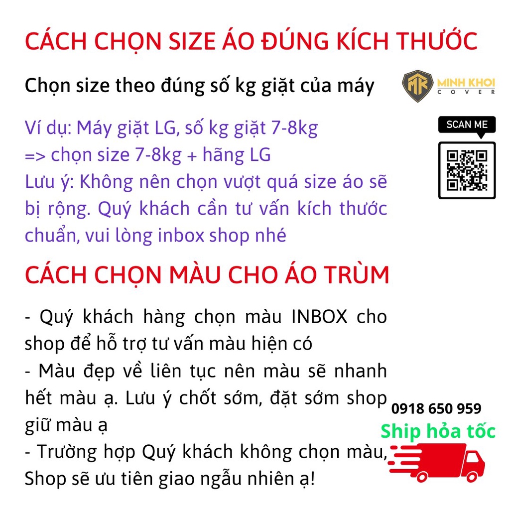 Áo Trùm Máy Giặt Cửa Đứng Cửa Trên Vải Dù Siêu Bền Chống Mưa Nắng Nóng Từ 7kg đến 14kg