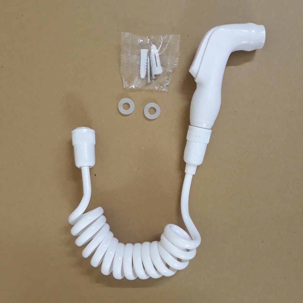 Vòi xịt vệ sinh nhà tắm cầm tay bằng nhựa màu trắng (Lỗ Kết Nối Phổ Thông 1/2) siêu bền tiện dụng
