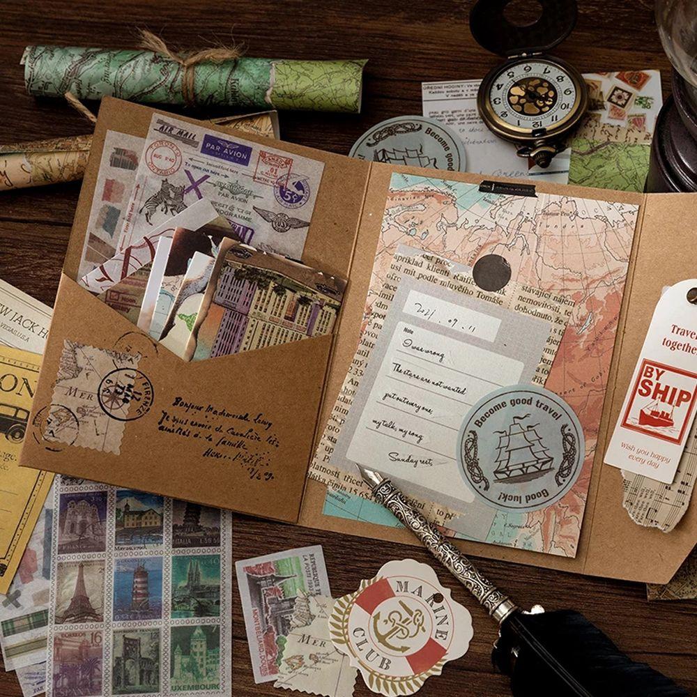 Set 30 Thẻ Giấy Dán Trang Trí Nhật Ký Phong Cách Vintage
